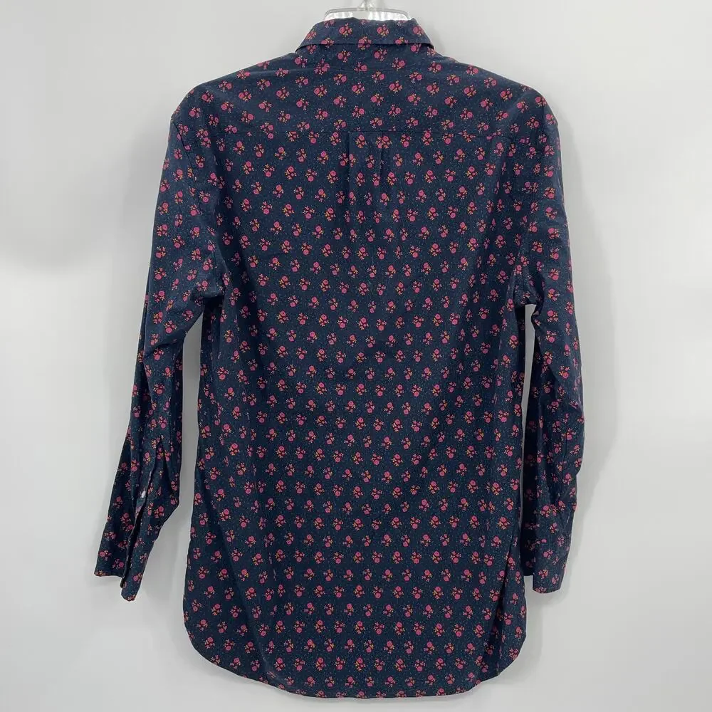J. CREW Vintage Floral Long Sleeve Button Down Shirt Size M Slim Stretch Secret